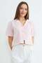 Bow-Tie Buttoned Crop Shirt - 5