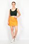 Women Solid With Chain Detail Mini Skirt, Orange - 4