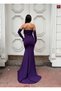 Fish cut, long-sleeved model. V-neck evening dress with eye-catching crystal embroidery on the shoulders 583331 PURPLE - 4