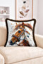 Bohemian Native American Accessory with Horse Head Pattern White and Brown Fringed-Tasseled Throw Pillow Cover - 2