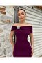 Strapless Collar Stone Detailed Slit Dress Light Purple 583211 - 2