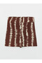 Two Mt Shop Quality Lcw Vision Brown Patterned Women's Shorts with Elastic Waist - 6