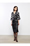 Alita City Lcw Vision Black Faux Leather Plain Women's Skirt with a Difference - 4