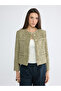 Green Shirt Collar Plaid Women's Tweed Jacket