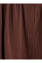 Lcw Modest Brown Women's Shirt Tunic with a Defined Collar and Belted Waist - 7