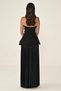 Strapless Chiffon Evening Dress with Floral Accessory, Crepe Top and Pleated Skirt - 4
