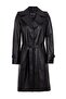 Black Cassie Slit Lined Belted Trench Coat Women's Genuine Leather Coat - 6