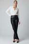 Black Lora High Waist Straight Leg Women's Genuine Leather Pants