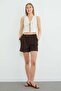 Elastic Waist Button Detailed Gabardine Shorts - 2