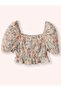 Girl's Floral Print Square Neck Blouse 5-12 Years Ecru - 4