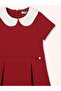 Girl's White Collared Pleated Dress 5-12 Years Old Red - 2