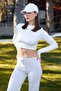 Basic Crew Neck Finger-Loop Crop Blouse