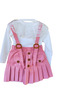 Girl's Festive Salopet 2-3-4-5 Years Old Leather Pleated Skirt - Lace Detailed Body Set - 3