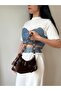 Women's Brown Lotus Model Crossbody Shoulder Bag with Adjustable Belt Strap - 2
