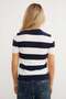 Striped Bearded Short Sleeve Sweater - 6