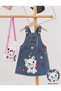 Girl's Cat Printed Jeans Gilet Dress with Bag Denim Strap Casual Dress 3-8 Years - 3