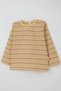 Baby Girl Long Sleeve T-Shirt with Patches, Colorful, Striped 9 Months-3 Years, Cream - 4