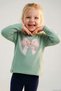 Girl's Long Sleeve T-Shirt with Friends Theme Little Teddy Bears 3-8 Years Old, Water Green