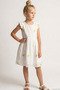 Girl's Dress with Floral Embroidery and Guipure Detail, Ages 3-7, Ecru - 2