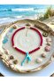 Red Necklace with Turquoise Coral Fish Figure - 2