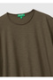 Men's Dark Khaki 100% Cotton Regular Fit Crew Neck T-Shirt - 3