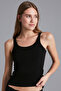 Black Basic Thick Strap Tank Top - 3