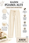 Cream Ribbed Knit Pajama Bottoms Corded Fabric