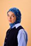 Thin Cotton Soft Scarf Cobalt Blue-Sky Blue-Ice Blue-Navy Blue Patterned Breathable Non-Slip Textured 90X90 - 3