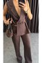 Double-Breasted Collar with Pleated Detail Two-Piece Suit - 3