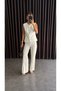 Women's Double Suit with Slit-Cut Sleeves, Buttoned Vest and Trousers - 4