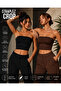 Women's Black & Brown Strapless Crop Top Bustier – Stretchy Bandeau Single Jersey Fabric Blouse – Basic Stylish Casual Top - 5
