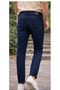 Men's Slim Fit Navy Blue Jeans – Folded Hem, Natural Wash - 6