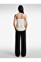 V-Neck Viscose Blend Sleeveless Blouse with Metal Accessories - 3