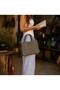 Gray Canvas Women's Hand and Shoulder Bag with Adjustable Strap Vintage 26X20X12 cm - 7