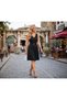 Women's Black Polka Dot Sleeveless Belted Midi Dress - Summer V-Neck Casual Dress - 7