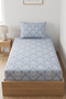 Basic Ranforce Single Elastic Sheet Set 100X200 20 cm Blue Damask - 2