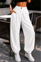 Women's White Elastic High Waist Balloon Pants