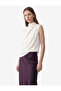 Crepe Fabric Drape Detailed High Neck Sleeveless Blouse - 2