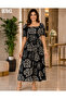 Women's V-Neck Patterned Side Slit Comfortable Summer Dress