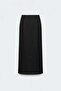 Black Jaylen Straight Cut Linen Skirt - 4