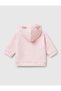 Baby Pink Logo Label Zippered Eared Hooded Sweatshirt - 2