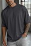 Men's Smoked Crew Neck Plain Basic Unprinted Oversize Salas T-Shirt