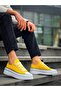 Kb-Cx-3 Kuback Short Yellow Linen White High Sole Sneakers