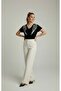 Women's Black Combed Cotton V-Neck Angel Wing Sequin Embroidered 100% Cotton T-Shirt - 3