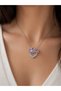 Pink Stone Heart Bowknot Pendant 316L Steel Women's Gift Necklace - 2