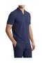 Italian Style Slim Fit Men's Polo V-Neck Short-Sleeved Knitwear T-Shirt Navy Blue T20045-02 - 2