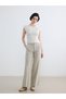 Khaki High Waist Wideleg Women's Jean Trousers
