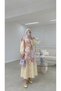 Linen Fabric Patterned Belted Hijab Dress - Floral Summer Stylish Long Dress 135 cm (Cotton Lining Recommended, Not Lined) - 2