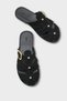 Women's Closed-Front Buckle Casual Olive Suede Slippers Vipriy Black Suede - 4
