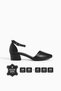 Liora Black Genuine Leather Women's Short Heeled Shoes 34-43 Size Ankle Strap Comfortable Stylish